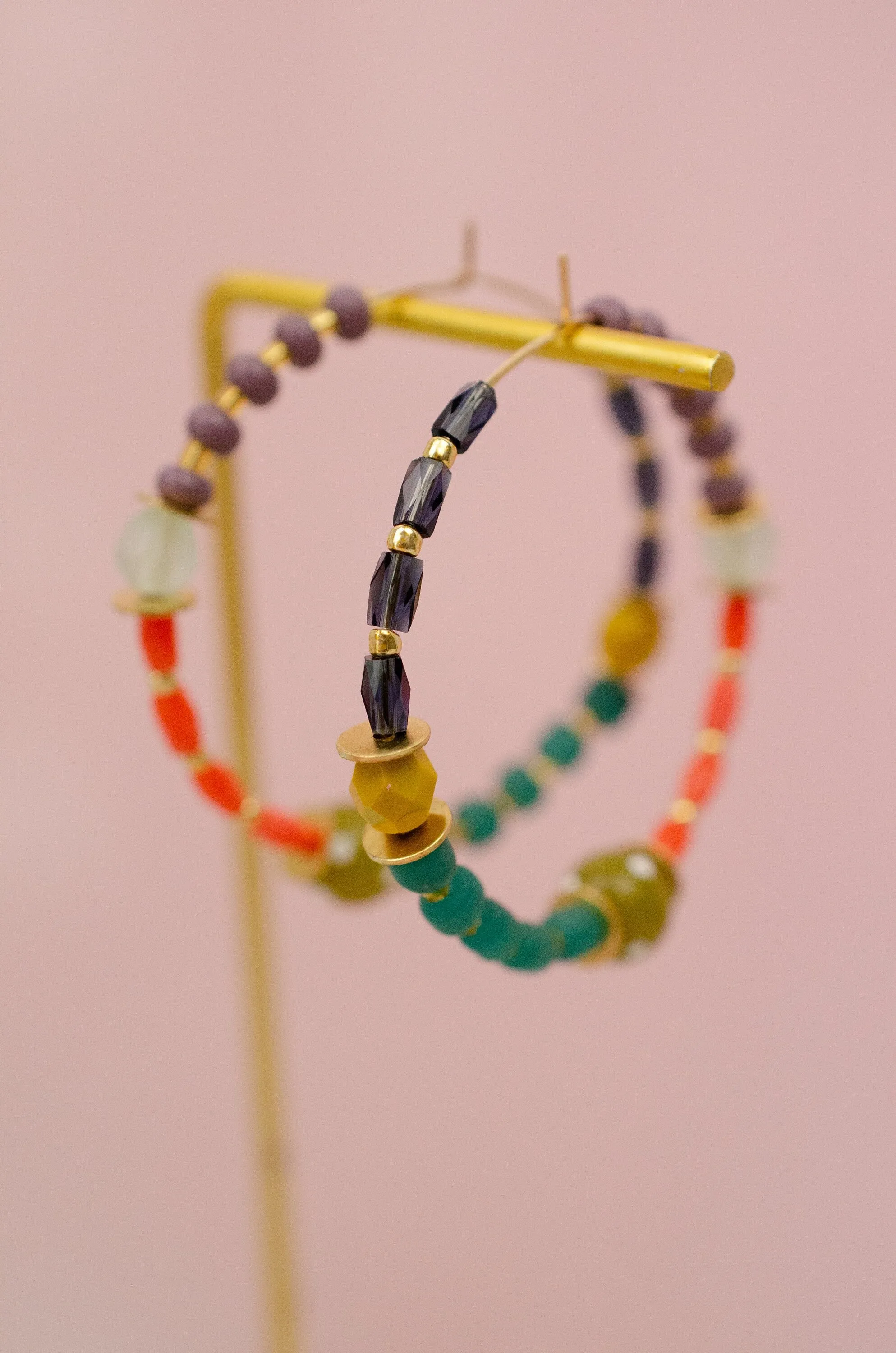 Colorful Seed Beaded Hoops, Lightweight earrings, Large Hoops, Gold filled earrings, beaded earrings, gold hoops, statement earrings