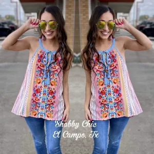 Colorful Serape Embroidery Top