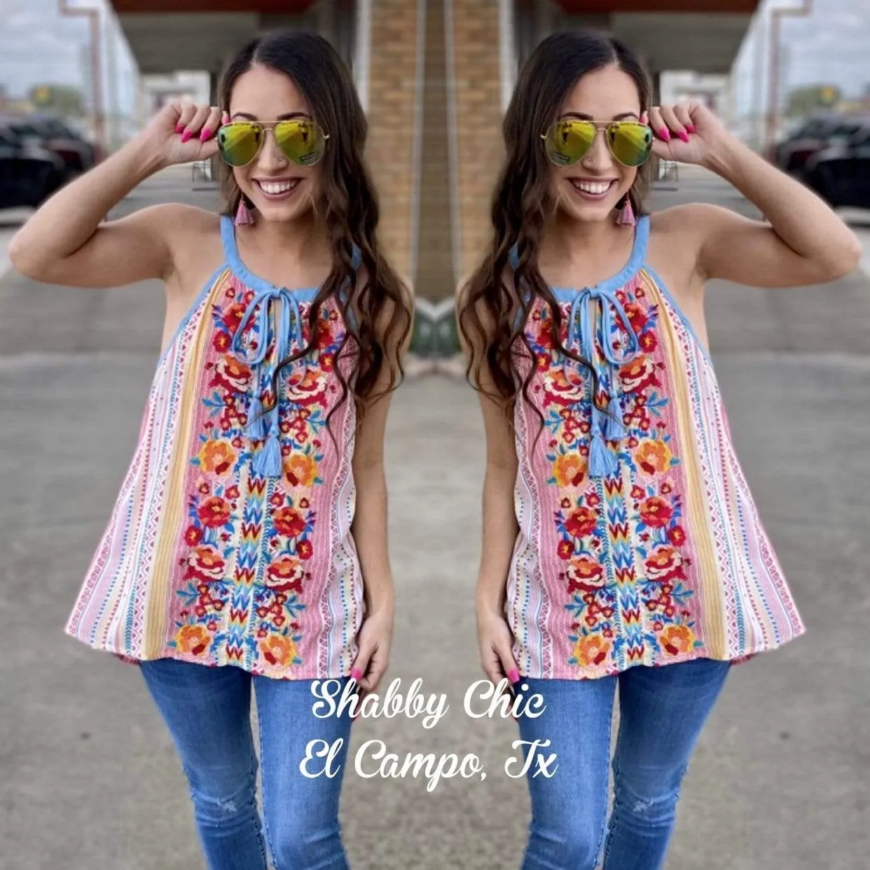 Colorful Serape Embroidery Top