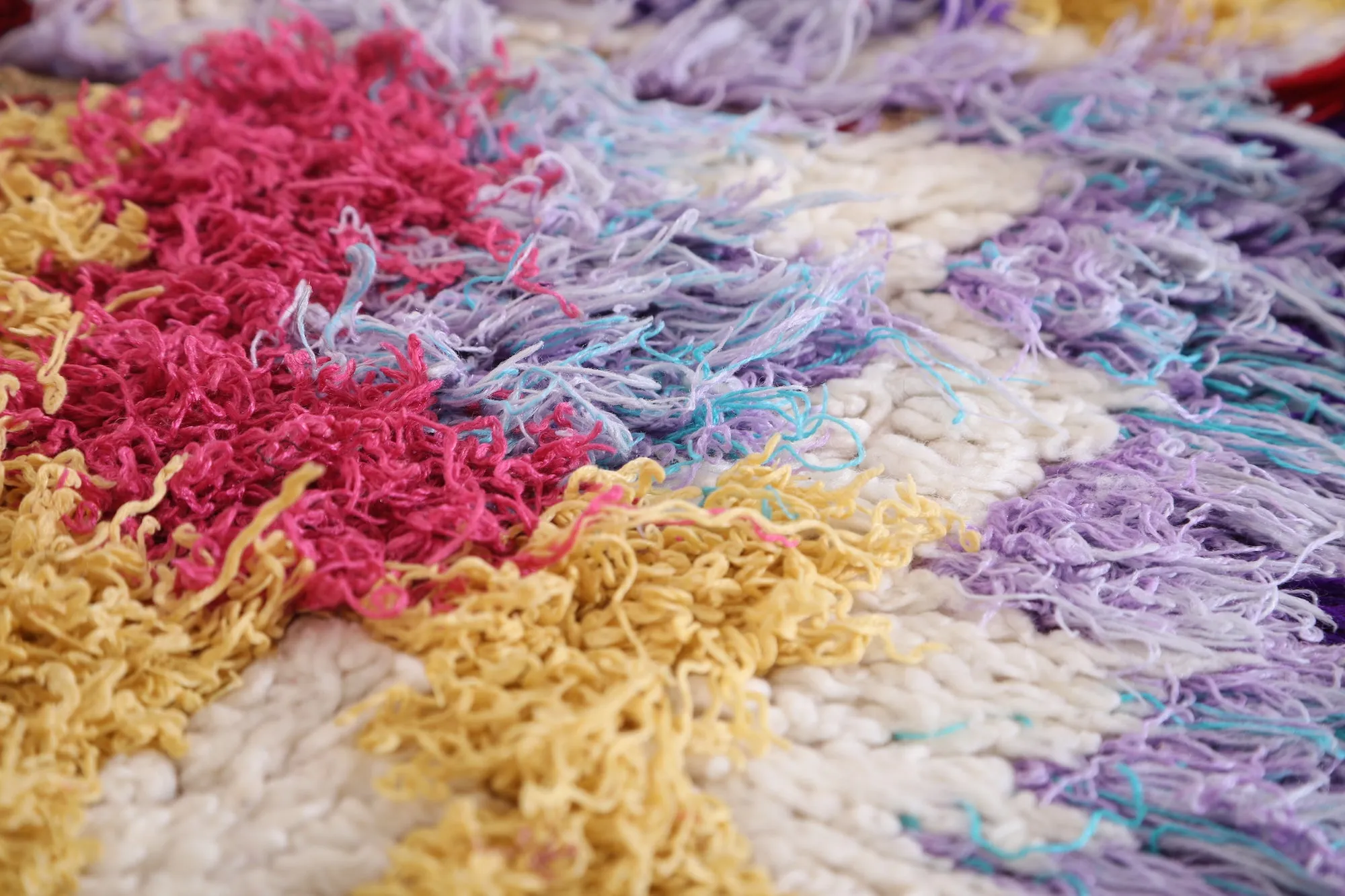 Colorful shaggy Moroccan rug 2.3 X 4.9 Feet