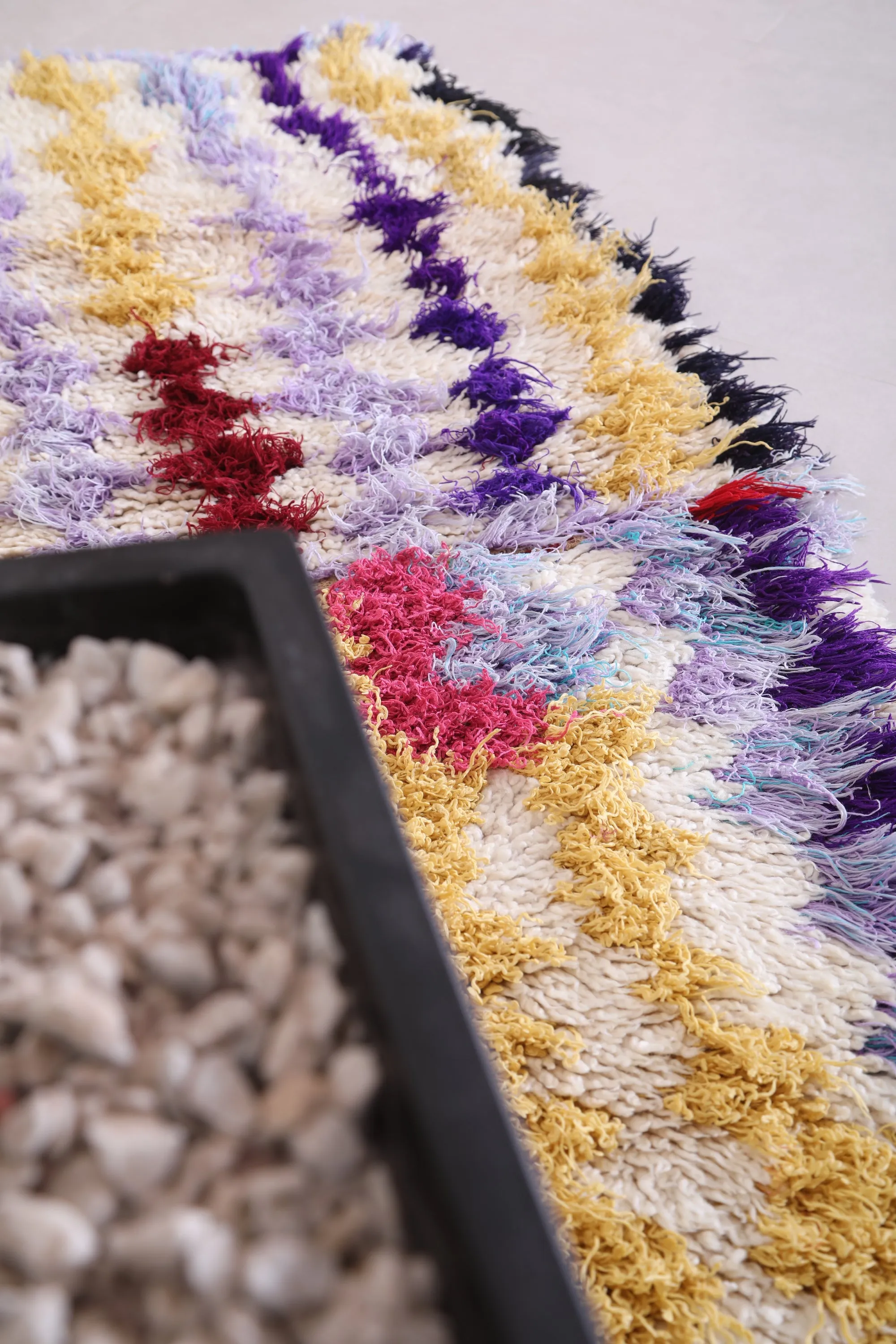 Colorful shaggy Moroccan rug 2.3 X 4.9 Feet
