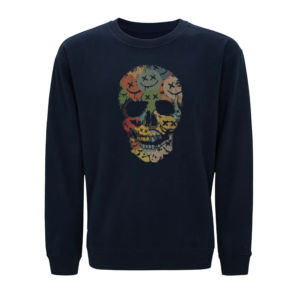 Colorful Smiley Skull Crewneck Sweatshirt