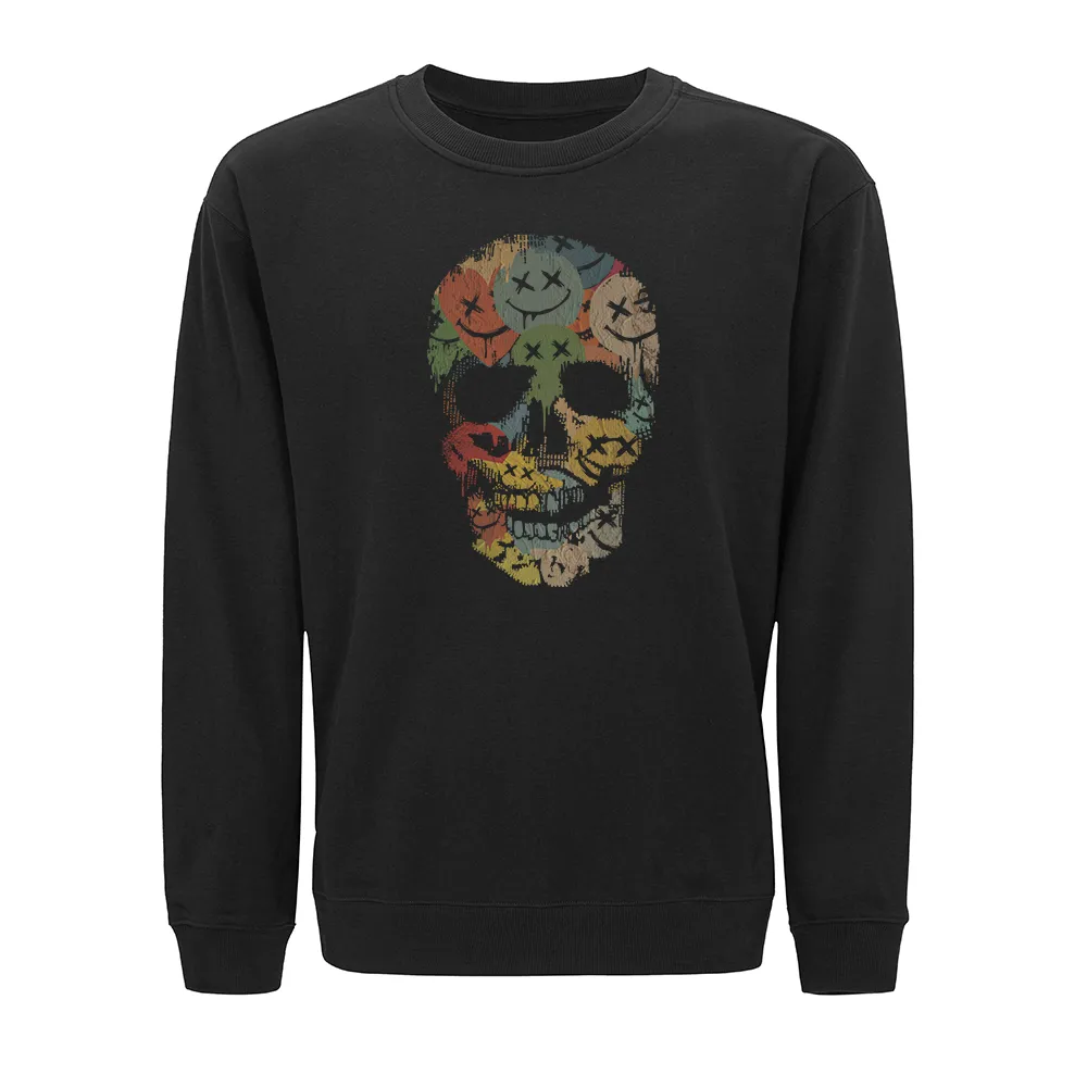 Colorful Smiley Skull Crewneck Sweatshirt