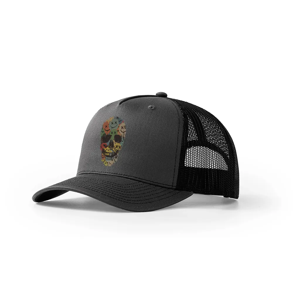 Colorful Smiley Skull Trucker Hat