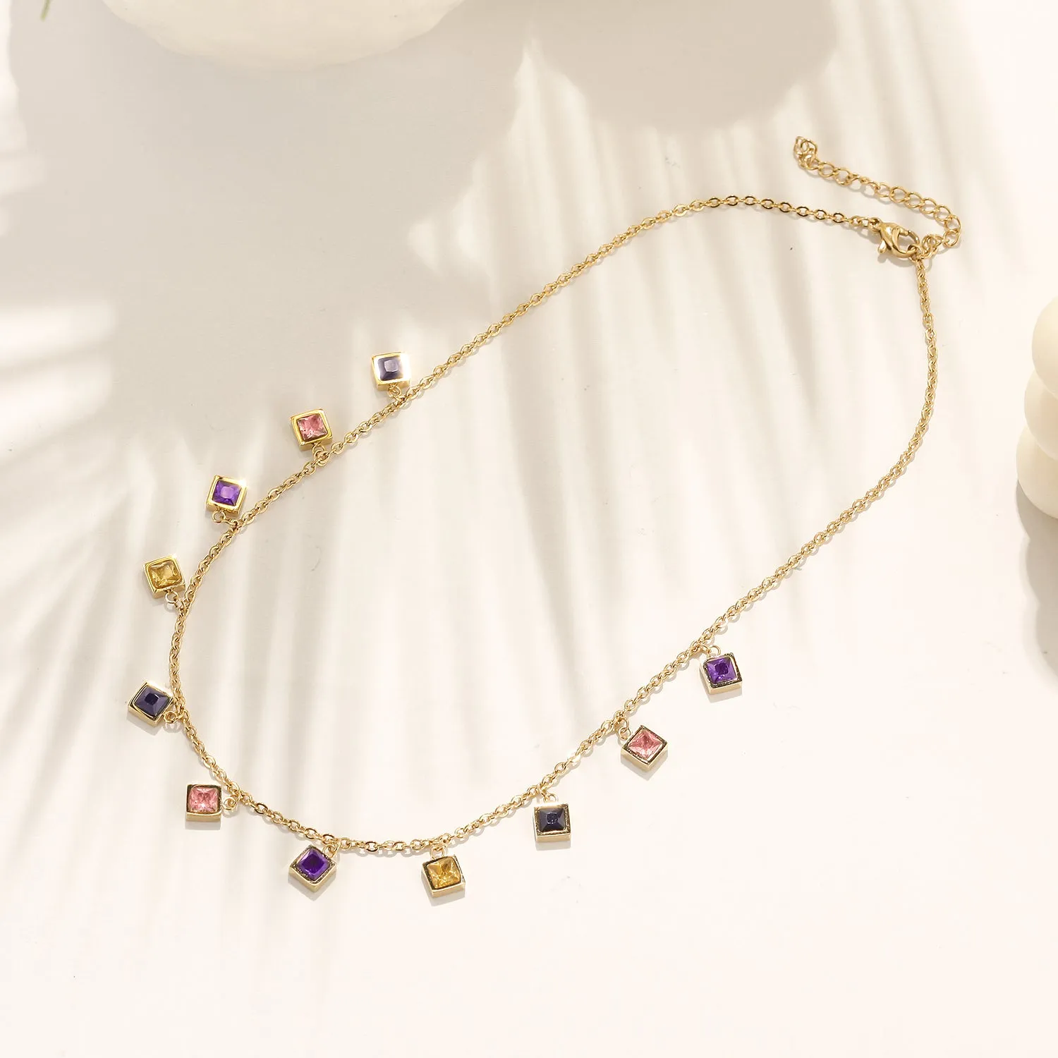 Colorful zircon necklace-NSSN797STGCZD