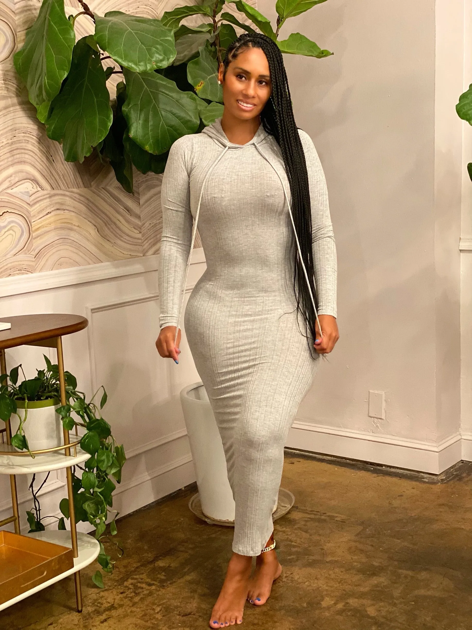 Cool Gurl Long Sleeved Maxi Dress with Hood