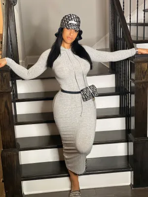 Cool Gurl Long Sleeved Maxi Dress with Hood
