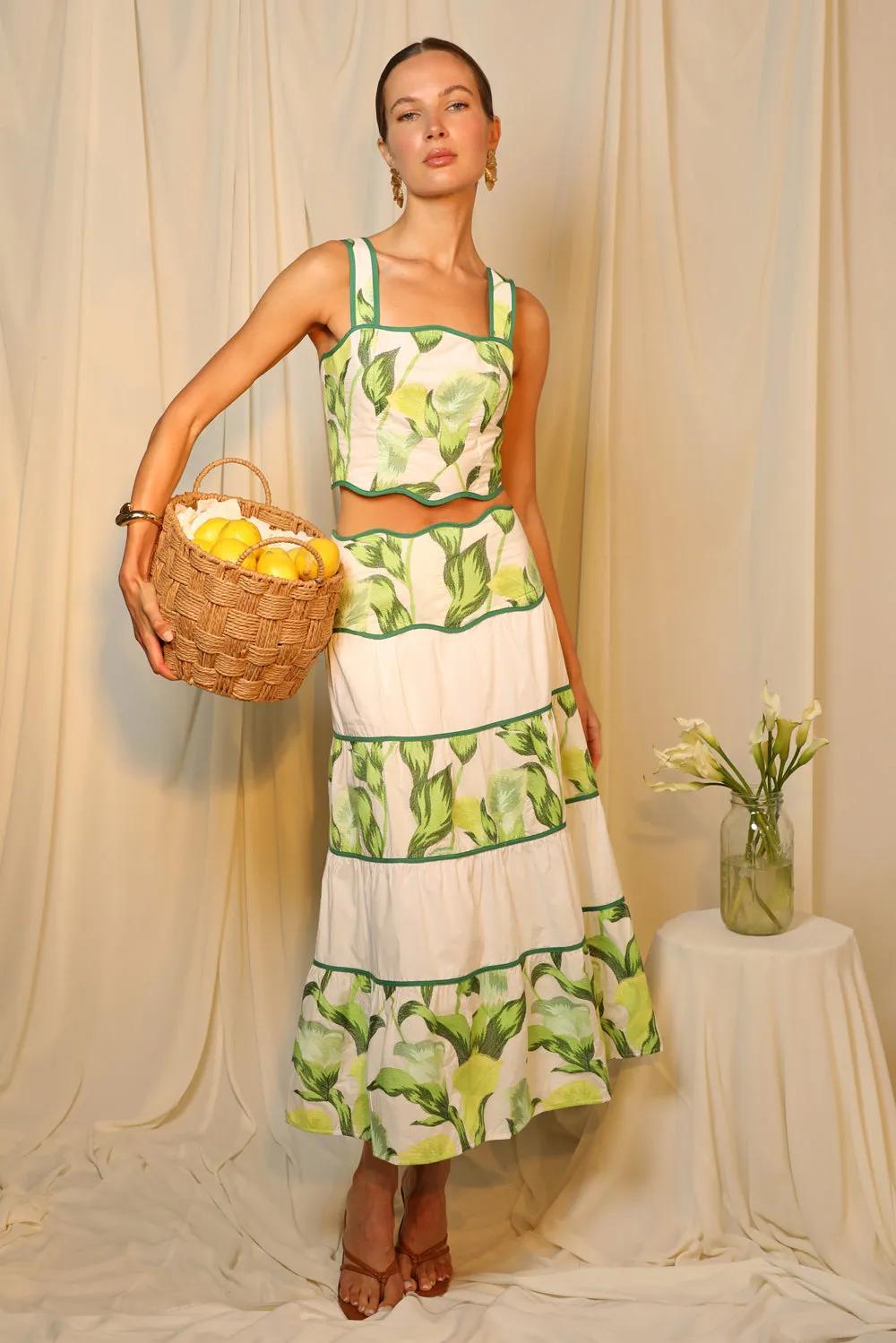 Daphne Embroidered Scalloped Trim Set