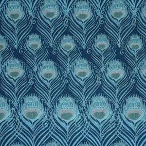 DARK BLUE PEACOCK FEATHERS 'CAESAR' LIBERTY LAWN COTTON HANDKERCHIEF