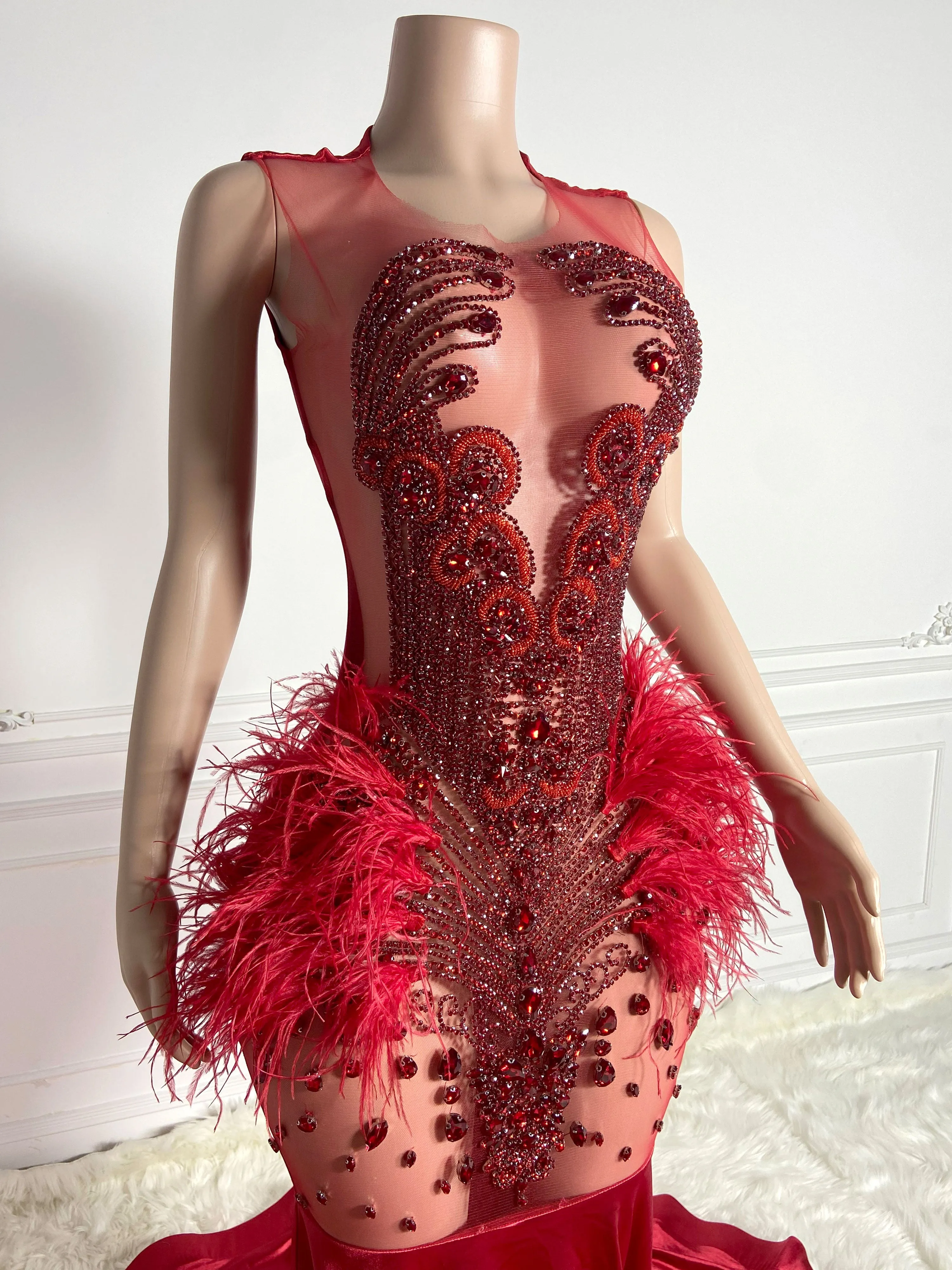 Dazzle Red See-Through Gown
