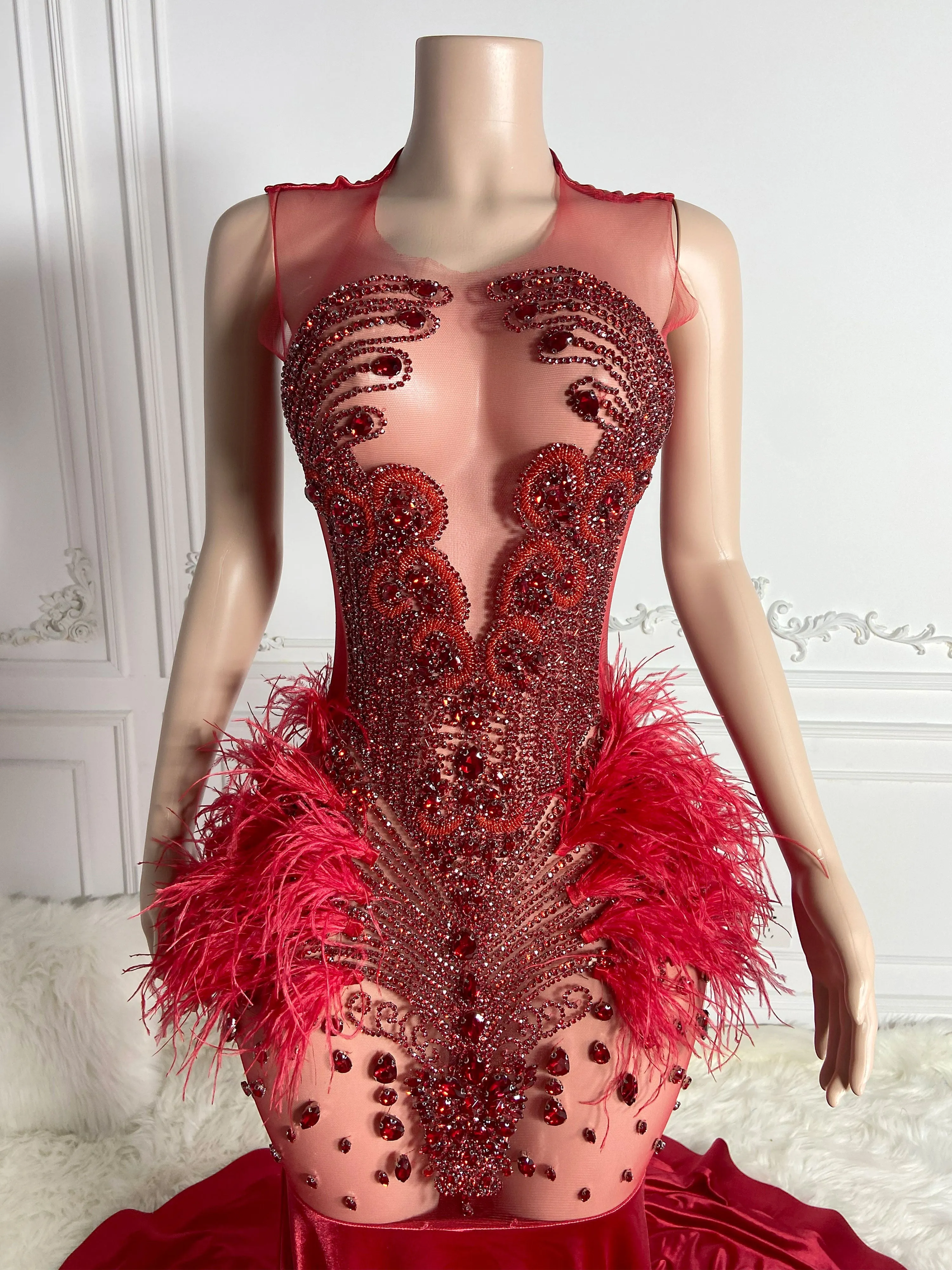 Dazzle Red See-Through Gown