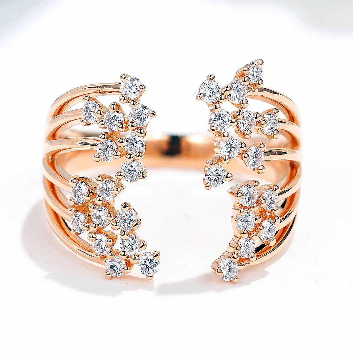 Diamond Multi-Row Open Ring