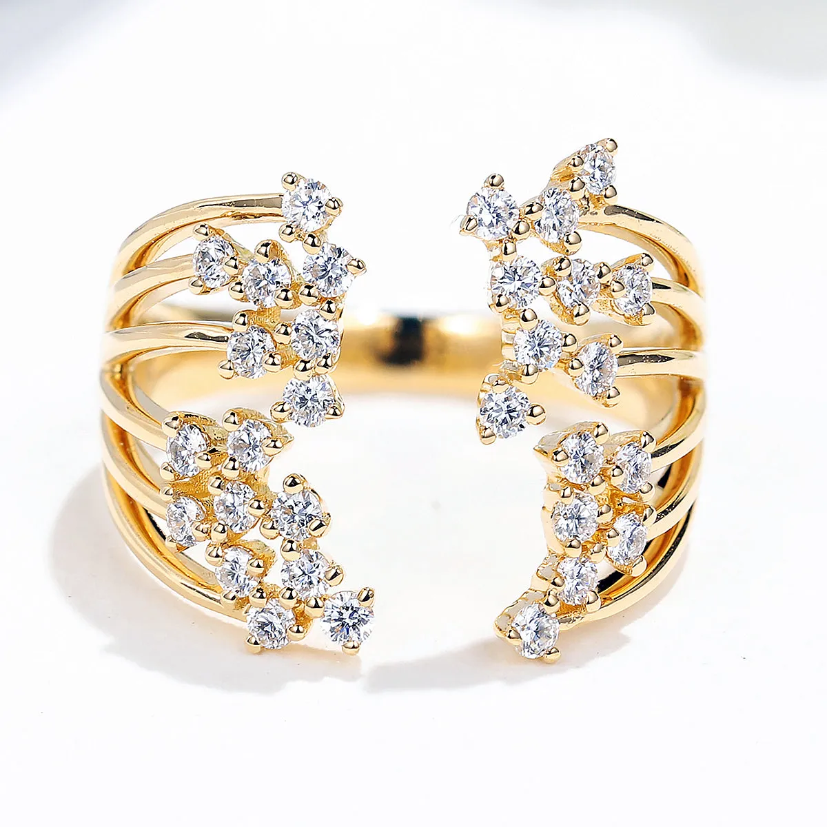 Diamond Multi-Row Open Ring