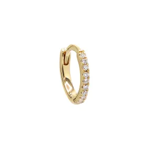 Diamond Pave Rounded Huggie Earring 14K