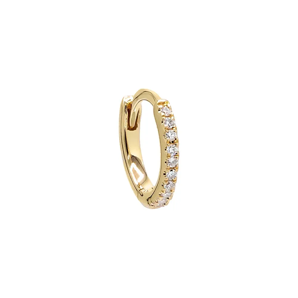 Diamond Pave Rounded Huggie Earring 14K