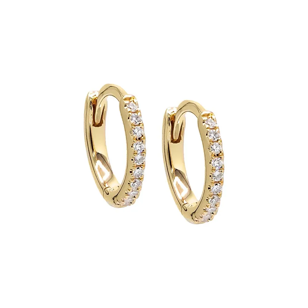 Diamond Pave Rounded Huggie Earring 14K