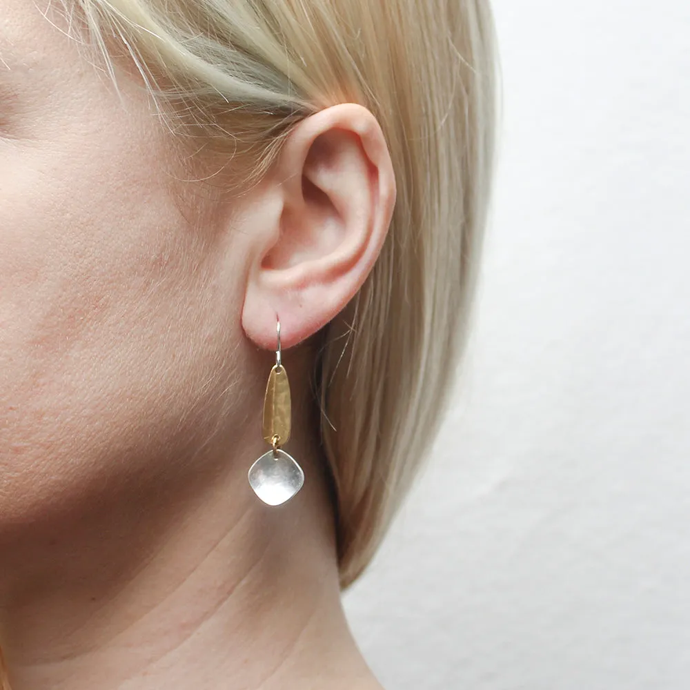 Dished Long Oval with Rounded Diamond Wire Earring