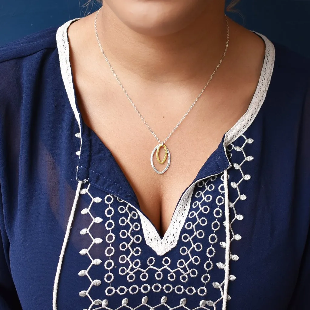 Double Brushed Marquise Necklace
