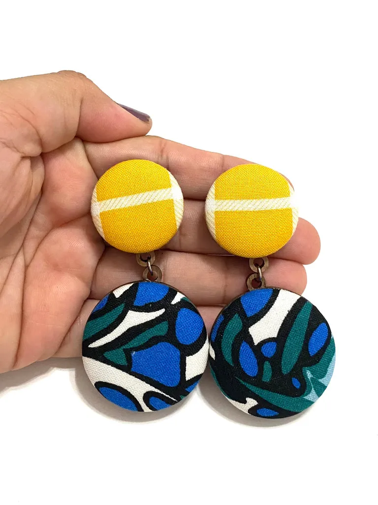 Double Earrings- Green Blue Yellow