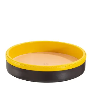 DUDU Empatata from round entrance in leather, small tray of 16cm multicolor design, decorative object of the house