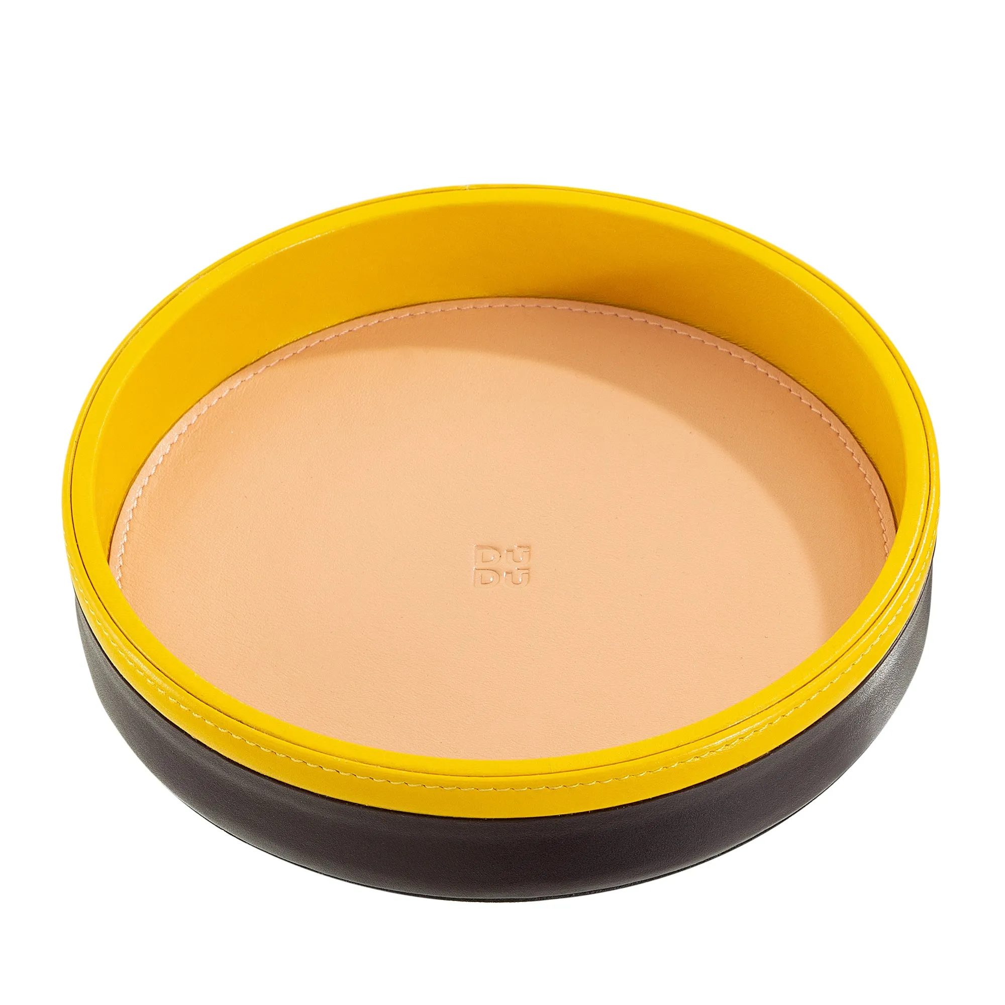 DUDU Empatata from round entrance in leather, small tray of 16cm multicolor design, decorative object of the house