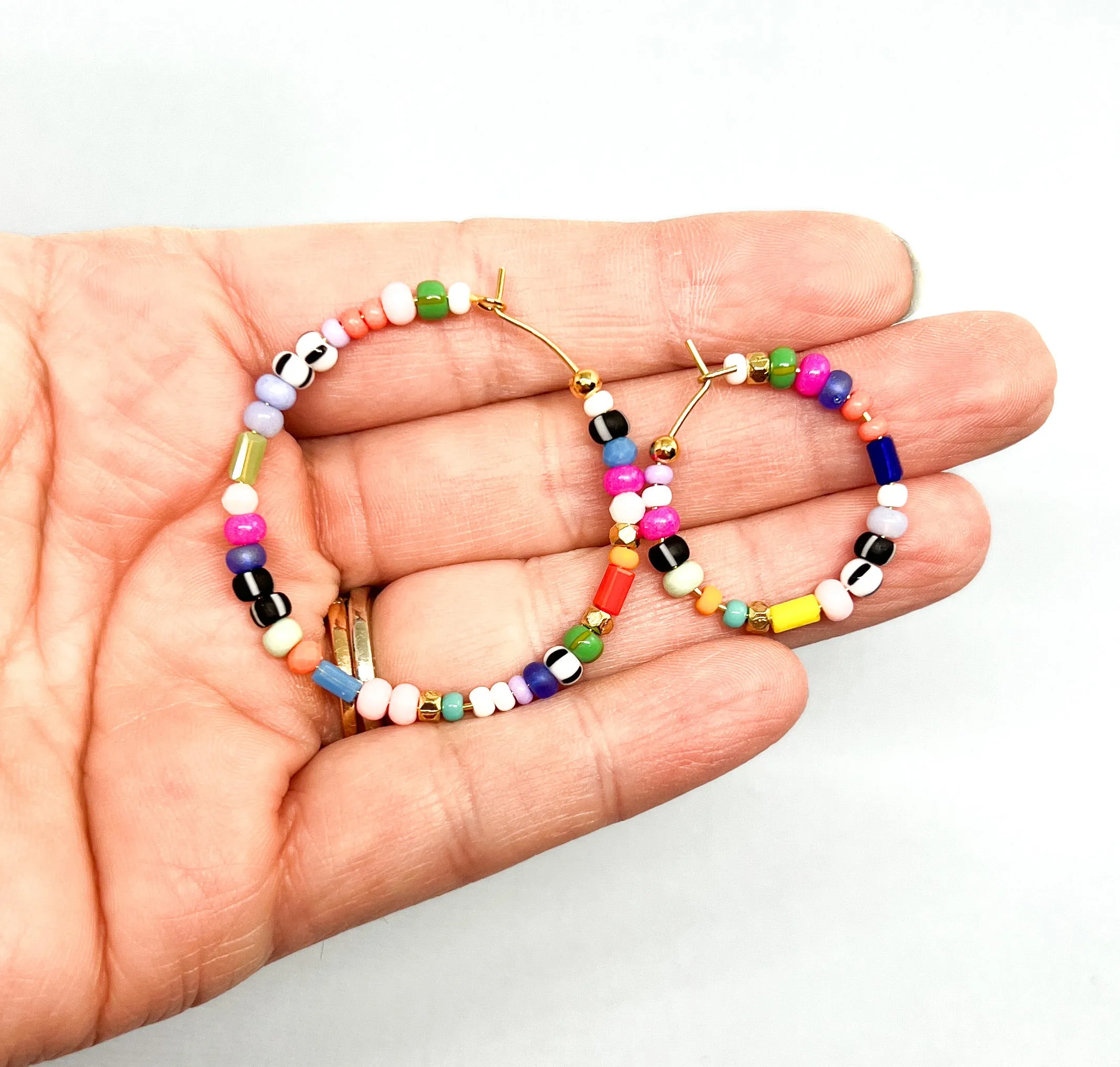 Eclectic Beaded Hoops