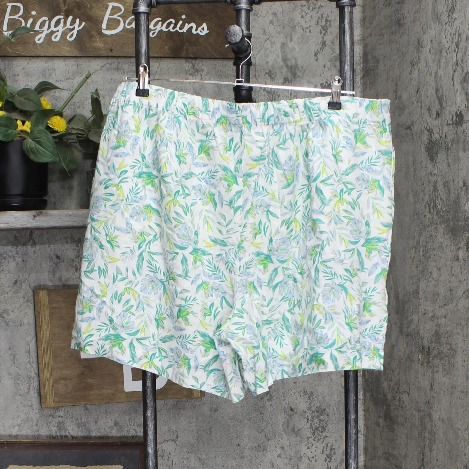 Ellen Tracy Womens Linen Blend Skort 1746253 Green Multi 2XL