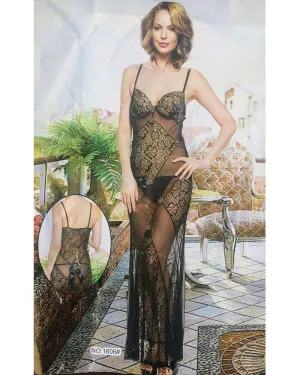 Embroidery See Through Long Nighty - 1606