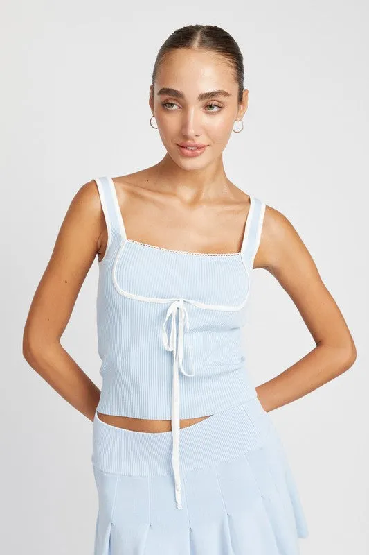 Emory Park RIBBED TANK TOP WITH CONTRASTED SEAM