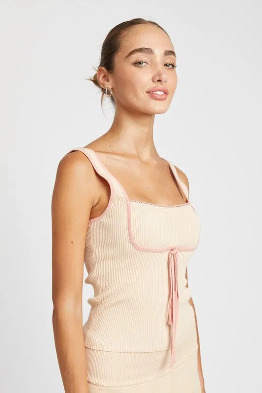 Emory Park RIBBED TANK TOP WITH CONTRASTED SEAM