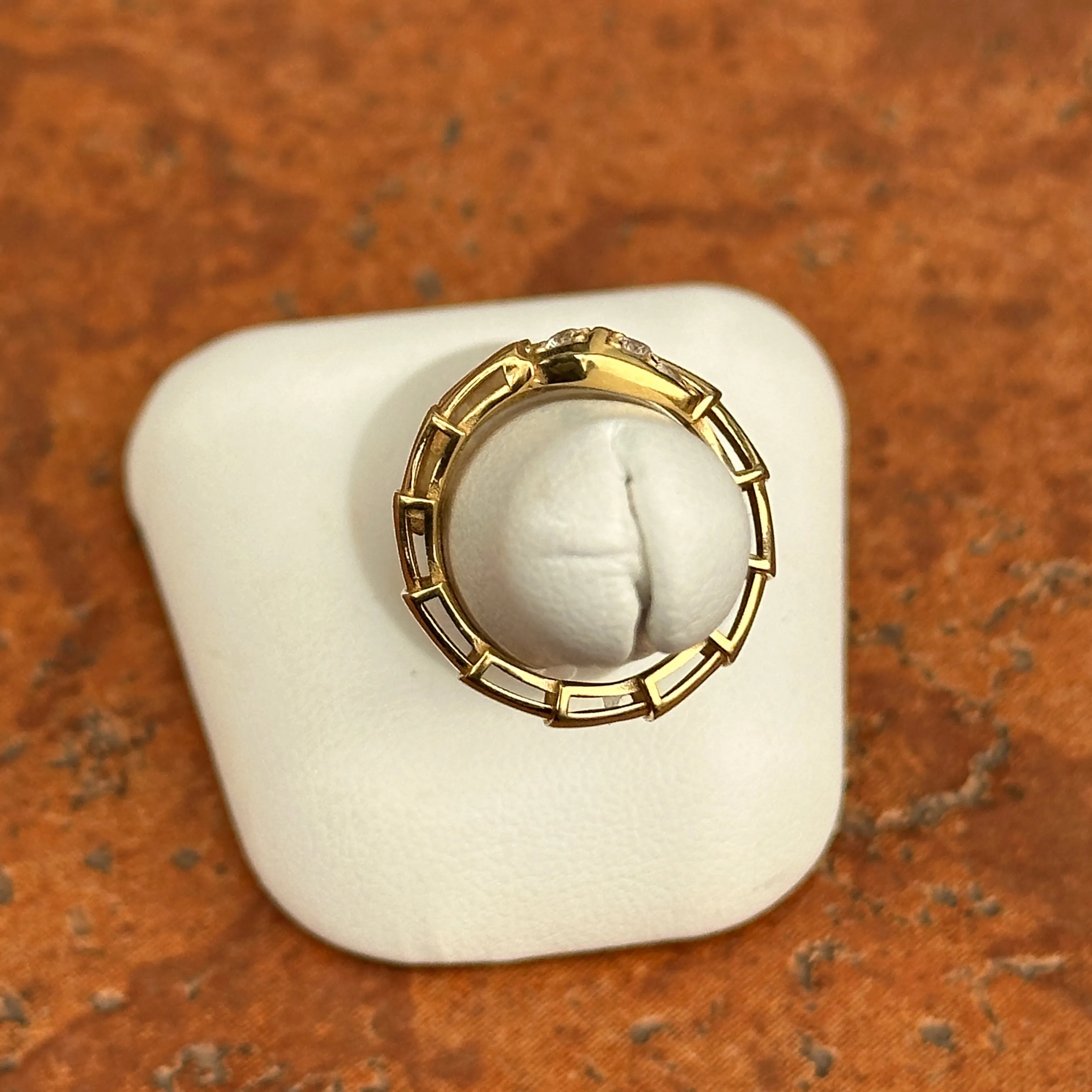 Estate 18KT Yellow Gold Segmented CZ Snake Bypass Ring