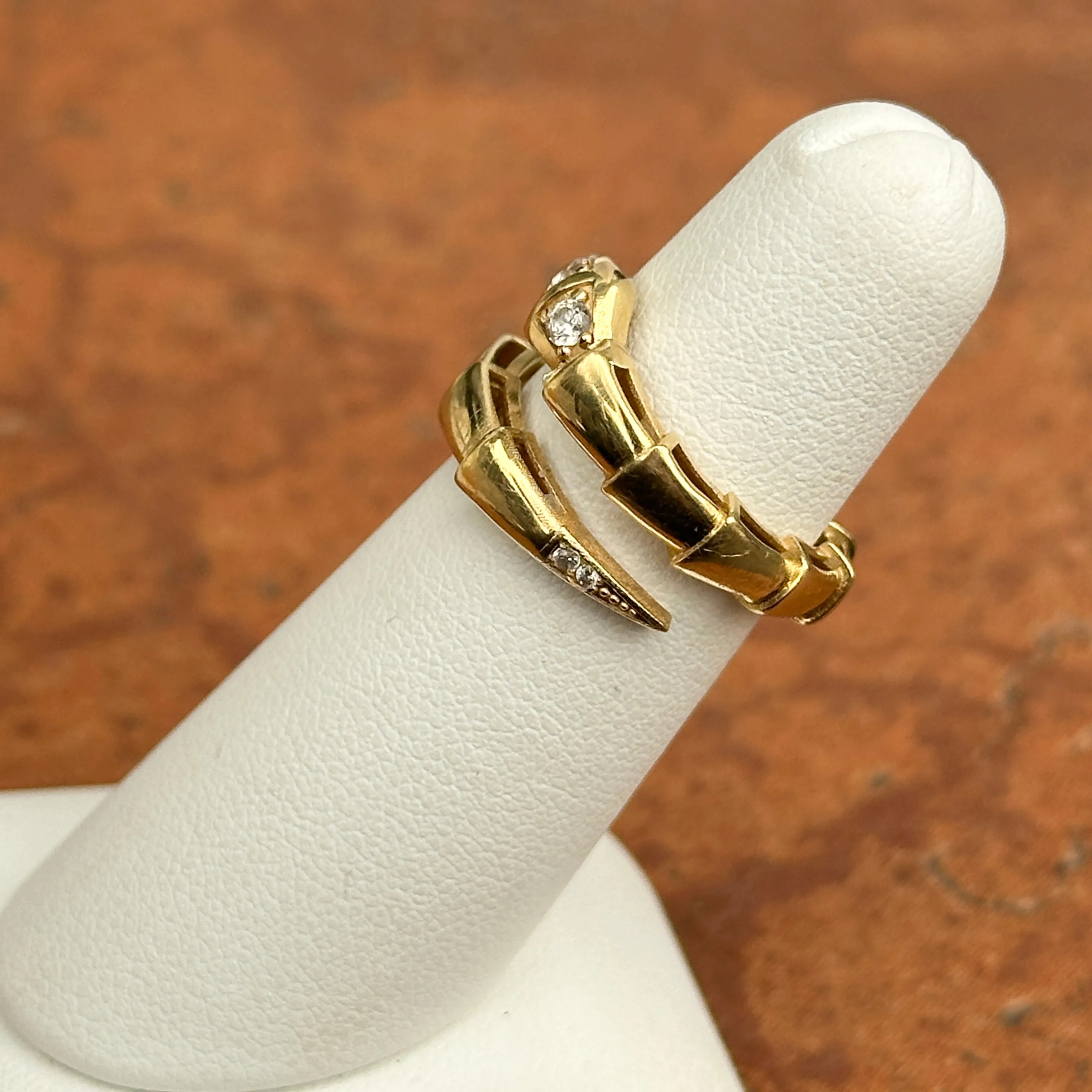 Estate 18KT Yellow Gold Segmented CZ Snake Bypass Ring