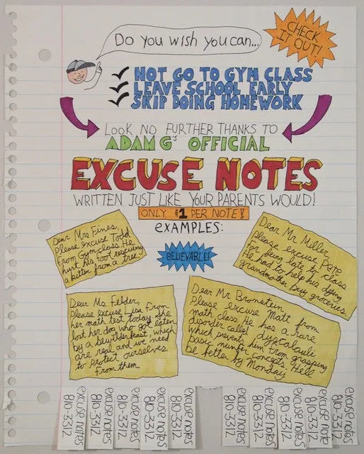 Excuse Notes - Limited Edition Print