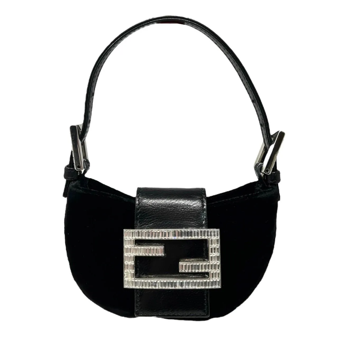 Fendi Black Rhinestone Croissant