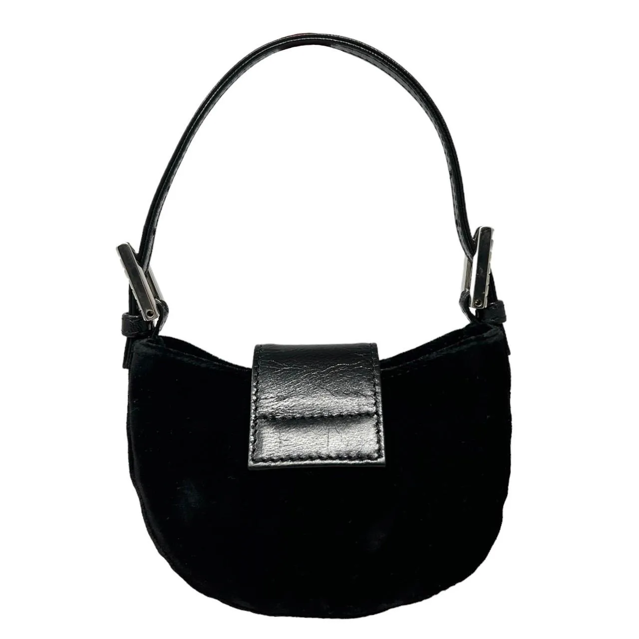 Fendi Black Rhinestone Croissant