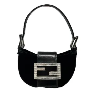 Fendi Black Rhinestone Croissant