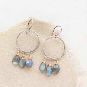 Forged Hoop Labradorite Trio Earrings