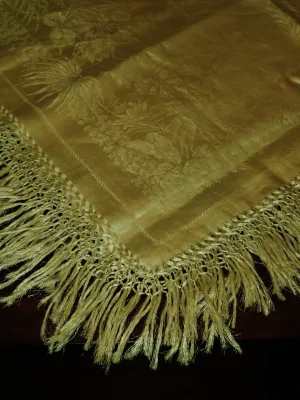 Fringed Linen Damask Banquet Cloth