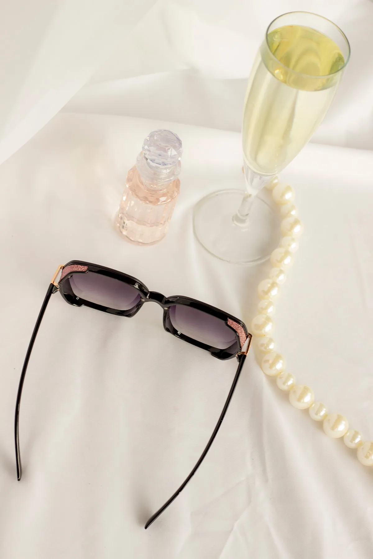 Front Lens Glitter Detail Hexagonal Sunglasses