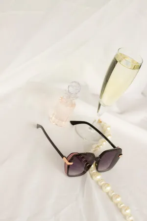 Front Lens Glitter Detail Hexagonal Sunglasses