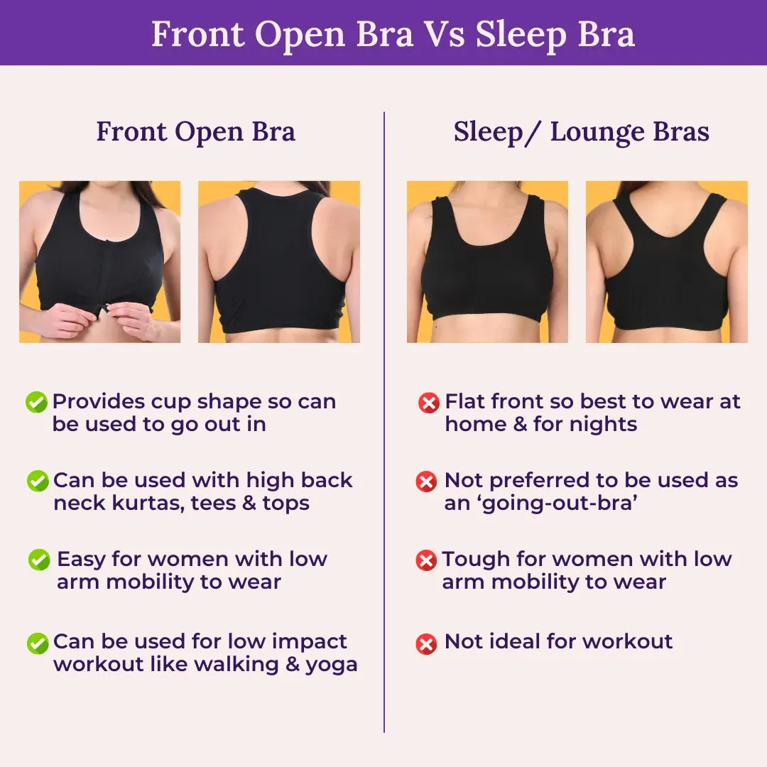 Front Open Bra | Non Padded | Non Wired | Full Coverage | Racerback | Pack Of 3
