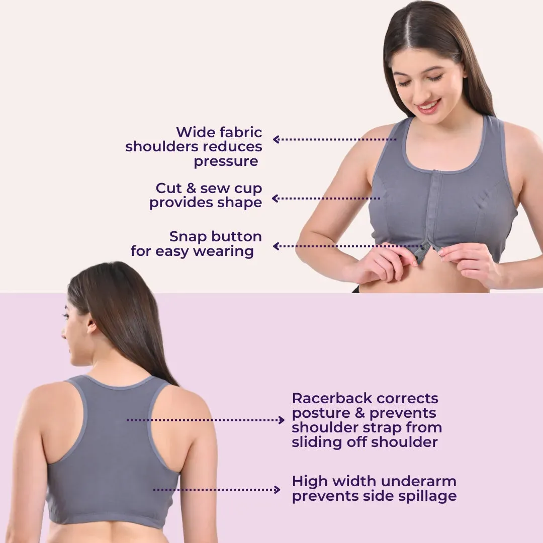 Front Open Bra | Non Padded | Non Wired | Full Coverage | Racerback | Pack Of 3