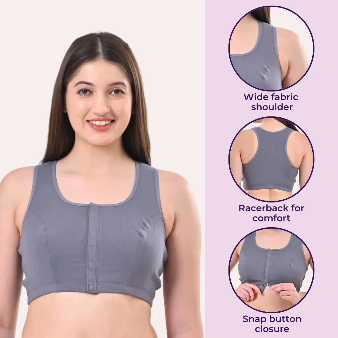 Front Open Bra | Non Padded | Non Wired | Full Coverage | Racerback | Pack Of 3