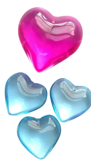 Fuchsia and Sky Blue Smooth Heart Chandelier Crystals Pendants