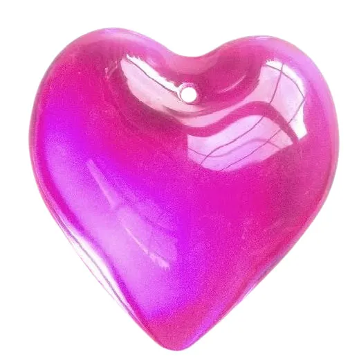 Fuchsia and Sky Blue Smooth Heart Chandelier Crystals Pendants