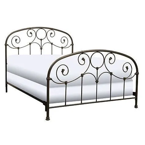 Full size Metal Bed with Softly Rounded Shoulders in Rusty Gold Finish