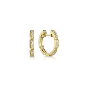 Gabriel & Co. Segmented Milgrain Bordered "Huggie" Diamond Earrings
