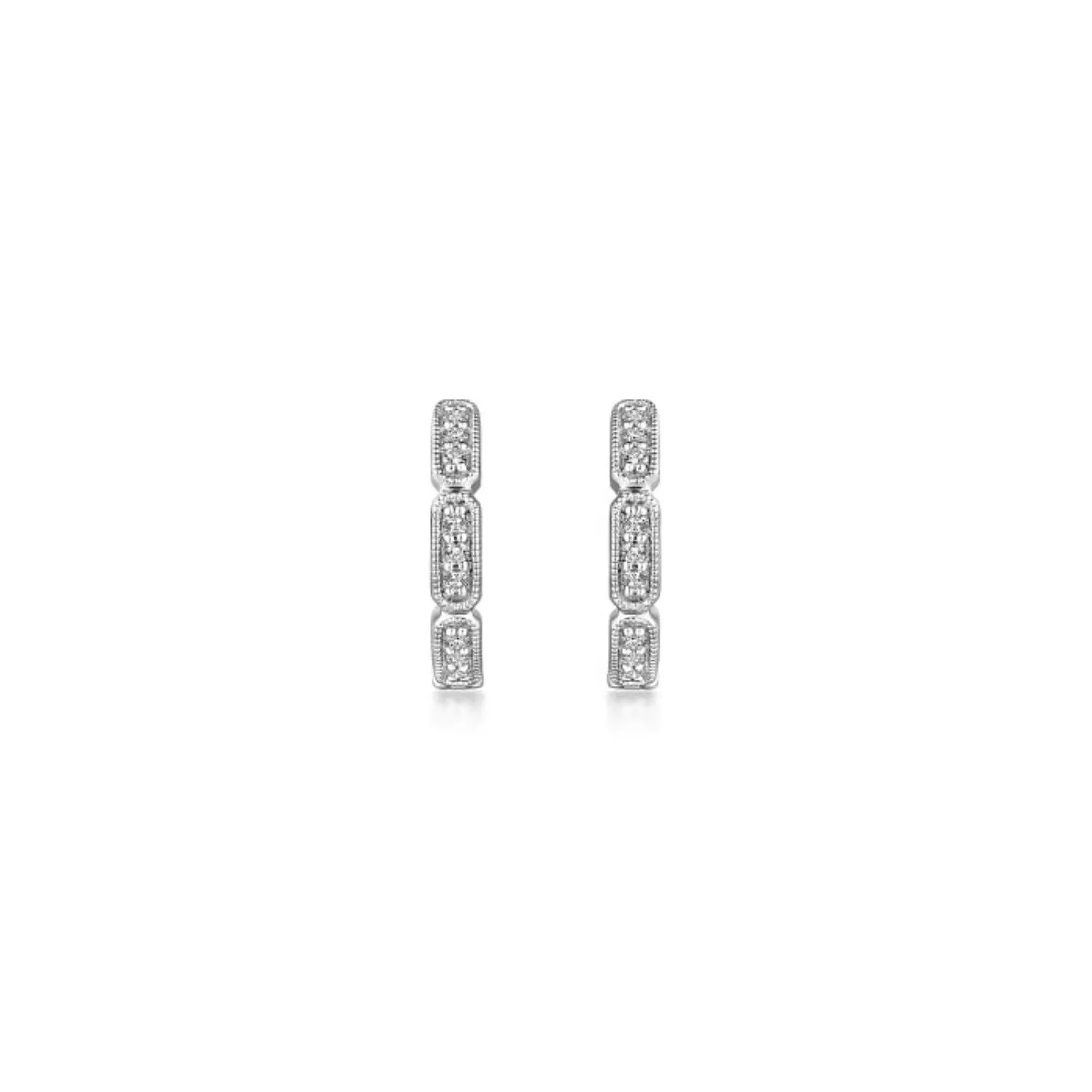 Gabriel & Co. Segmented Milgrain Bordered "Huggie" Diamond Earrings