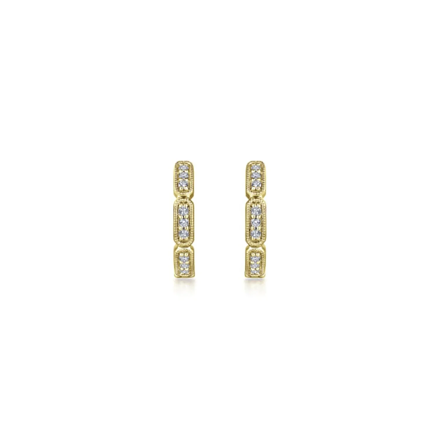 Gabriel & Co. Segmented Milgrain Bordered "Huggie" Diamond Earrings