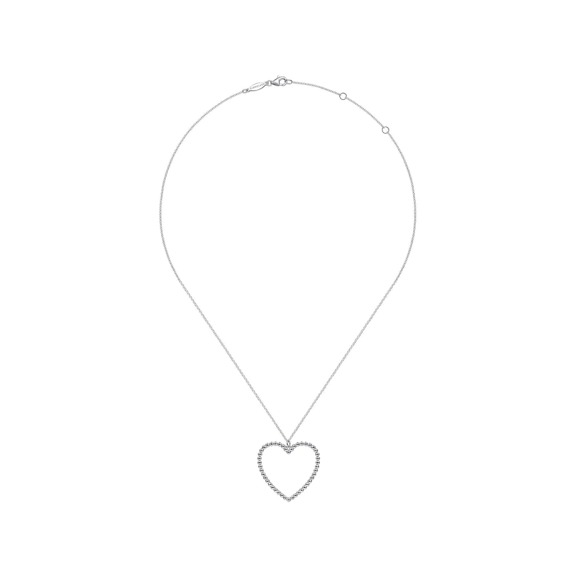 Gabriel Sterling Silver Bujukan Beaded Heart Necklace